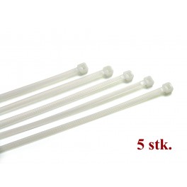 Kabelbinder, nylon, hvid, 4.8x380 mm, 5 stk.